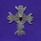 Celtic Cross With Garnat Stone Silver Pendant